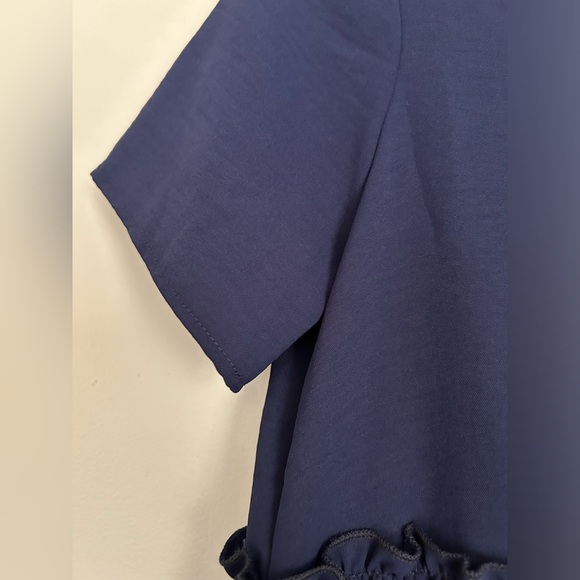 NWOT Perfect Peach Navy Ruffle Peplum Top Size Small - Picture 5 of 8